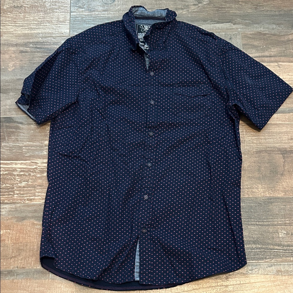 Men's Dark Blue Polka Dot Casual Shirt